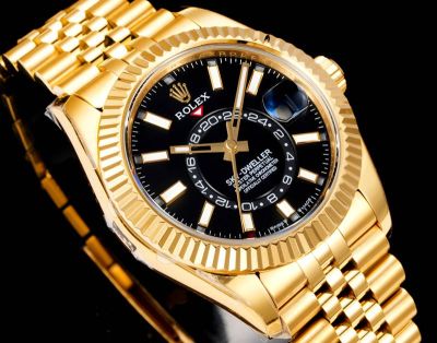 AR Factory Rolex Sky-dweller 42*14.5mm 316L Steel Gold Jubilee Bracelet 9002 Movement Black Watch